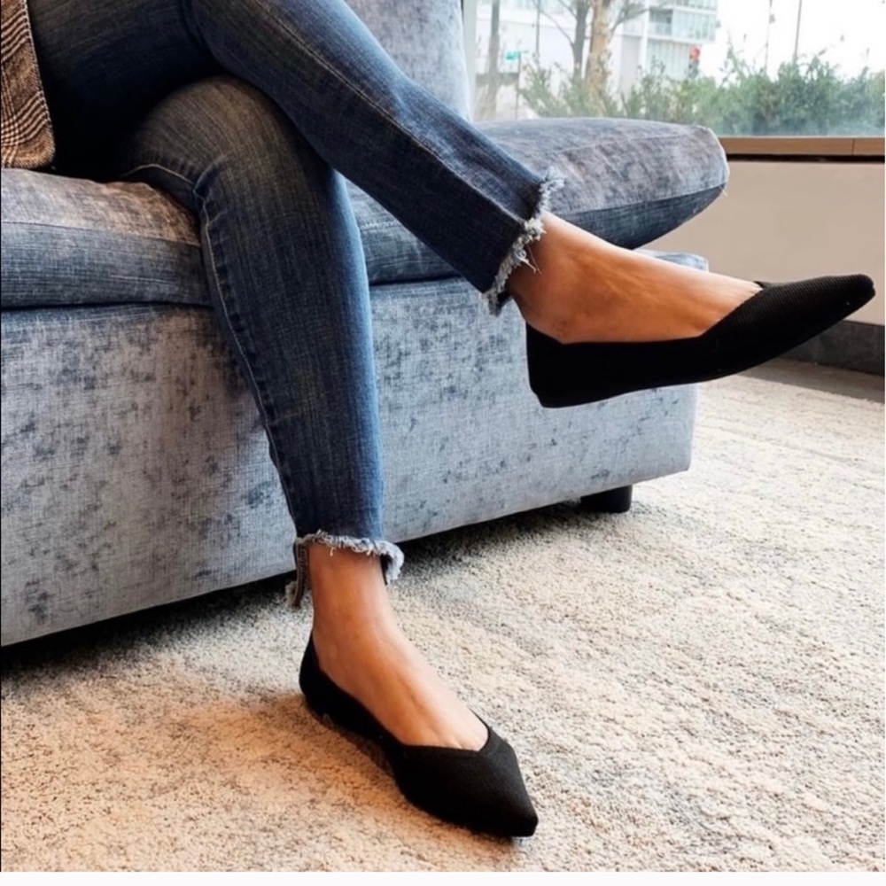 Rothys solid black womans flat shoes